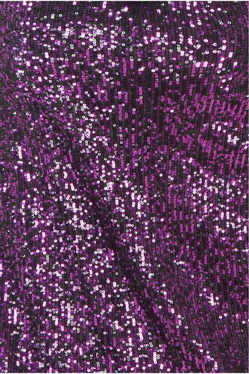 Wrap Style Sequin Midi Dress - Purple DR3644