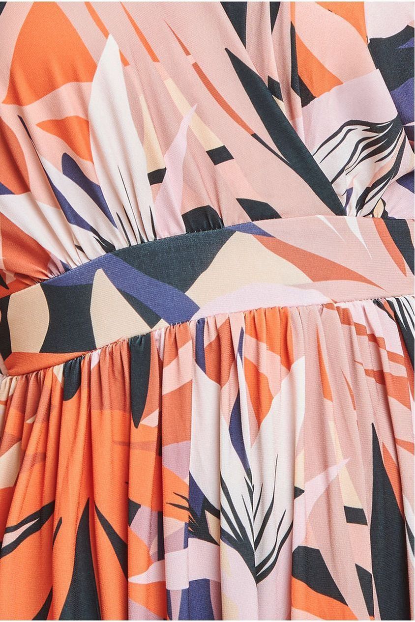 Floral Print Flutter Sleeve Maxi - Orange Print DR3659