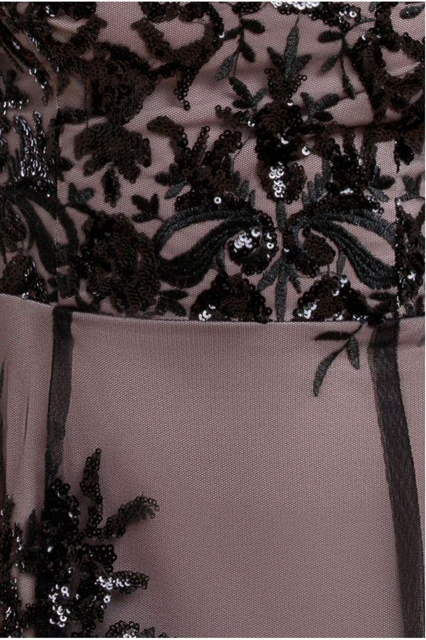 Bardot Sequin & Lace High Low Midi - Black DR3675