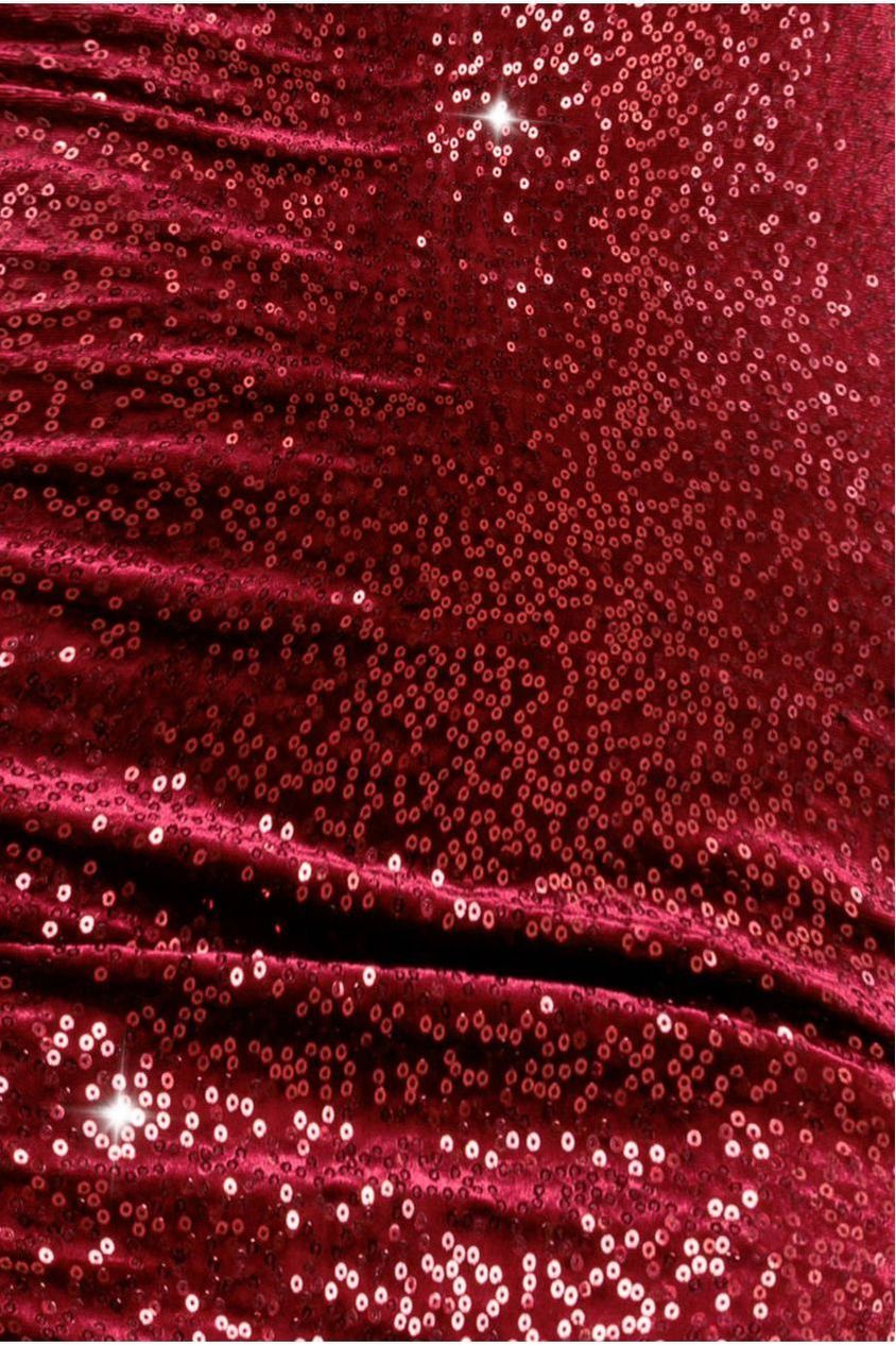 Bandeau Sequin & Velvet Midi Dress - Wine DR3718