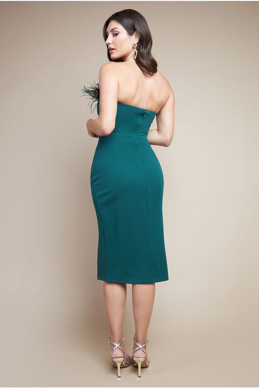 Feather Boobtube Midi Dress - Emerald Green DR3723
