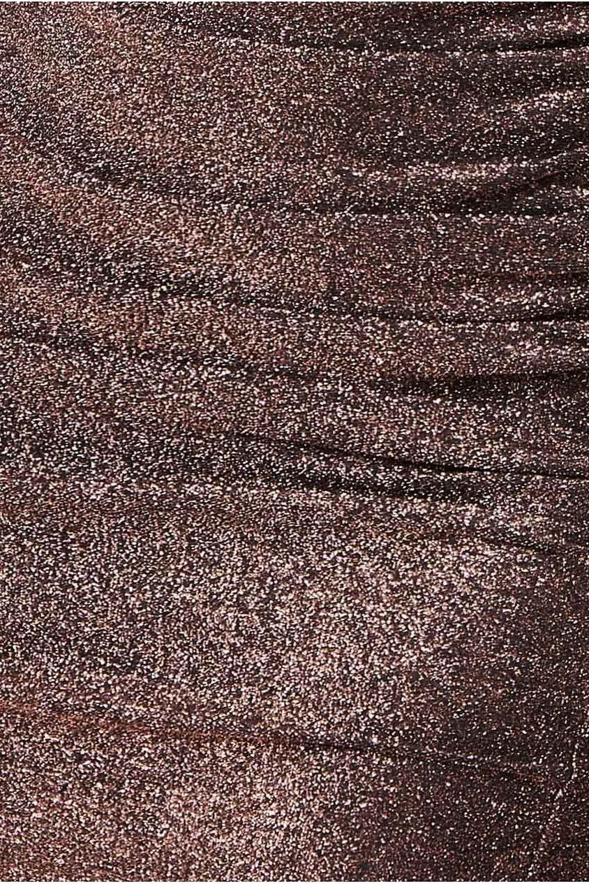 Open Back One Sleeve Lurex Midi - Bronze DR3749