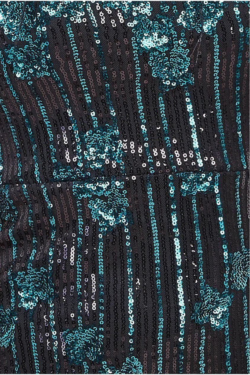 Sequin And Feather Boobtube Maxi - Emerald DR3784