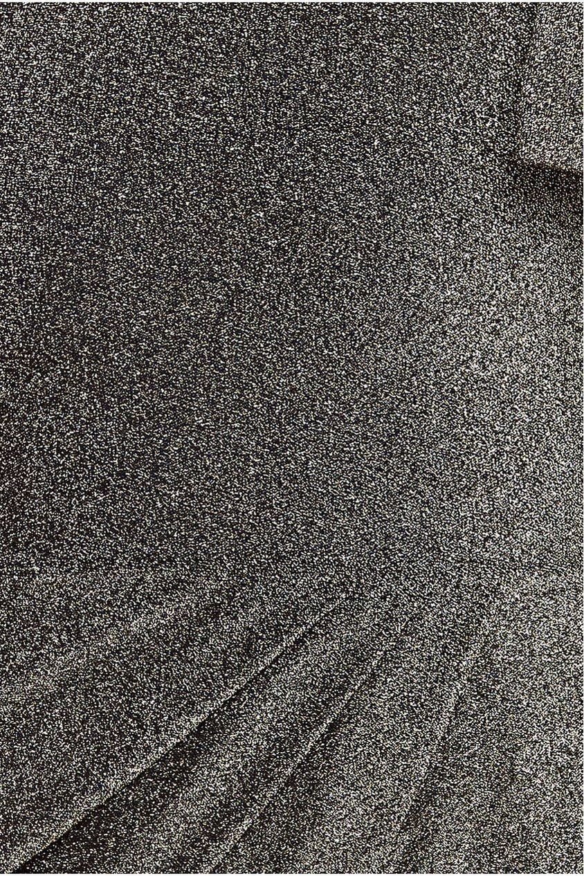 One Sleeve Frill Lurex Midi Dress - Gold DR3806