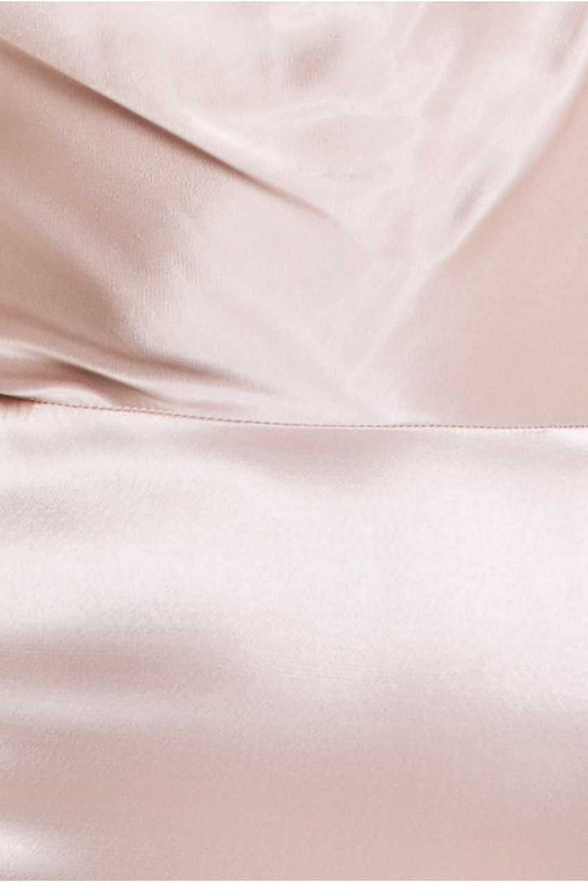 Satin Viscose Cowl Neck Maxi With Train - Champagne DR3857