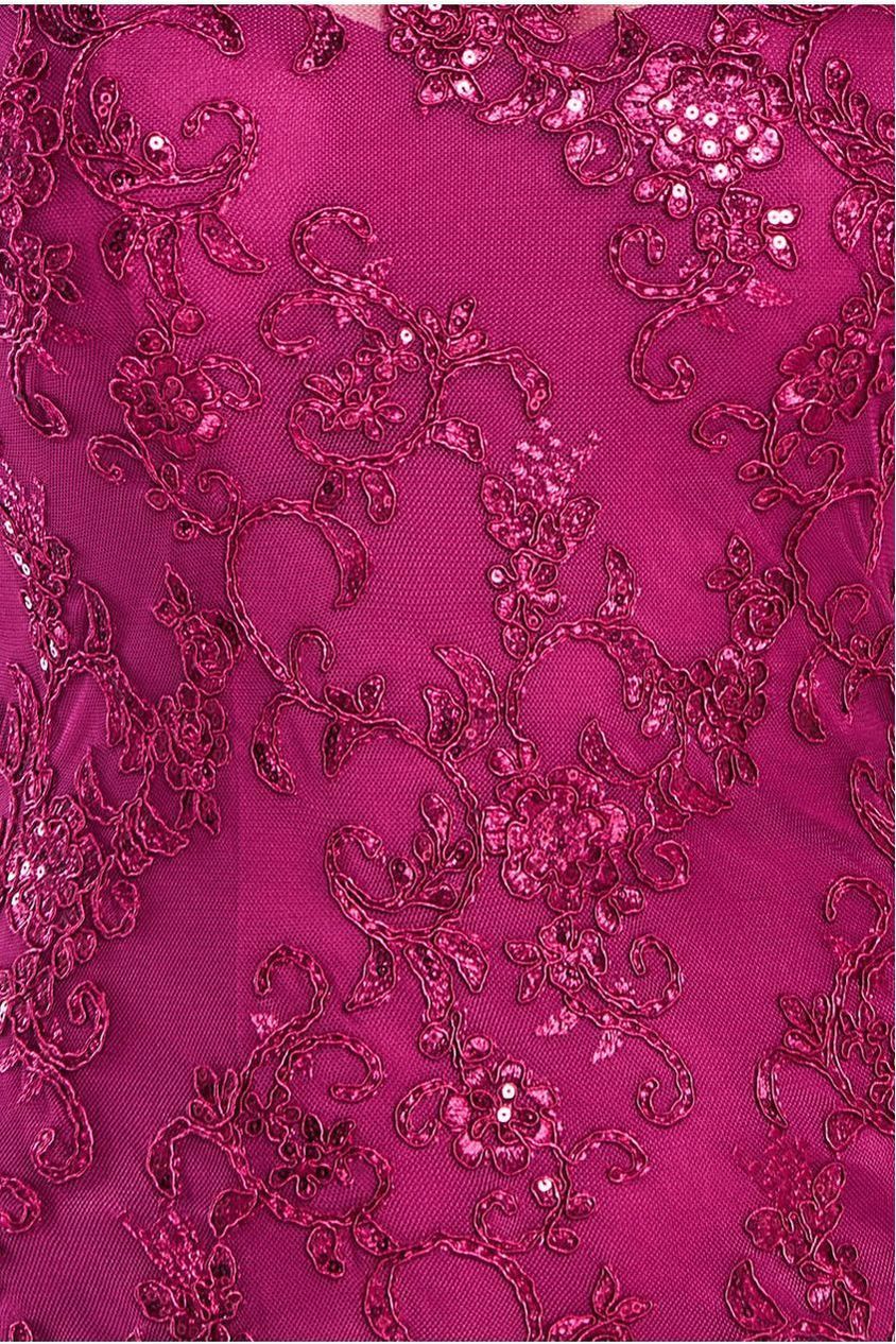 Lace Scallop Edge Mermaid Maxi Dress - Burgundy DR3890