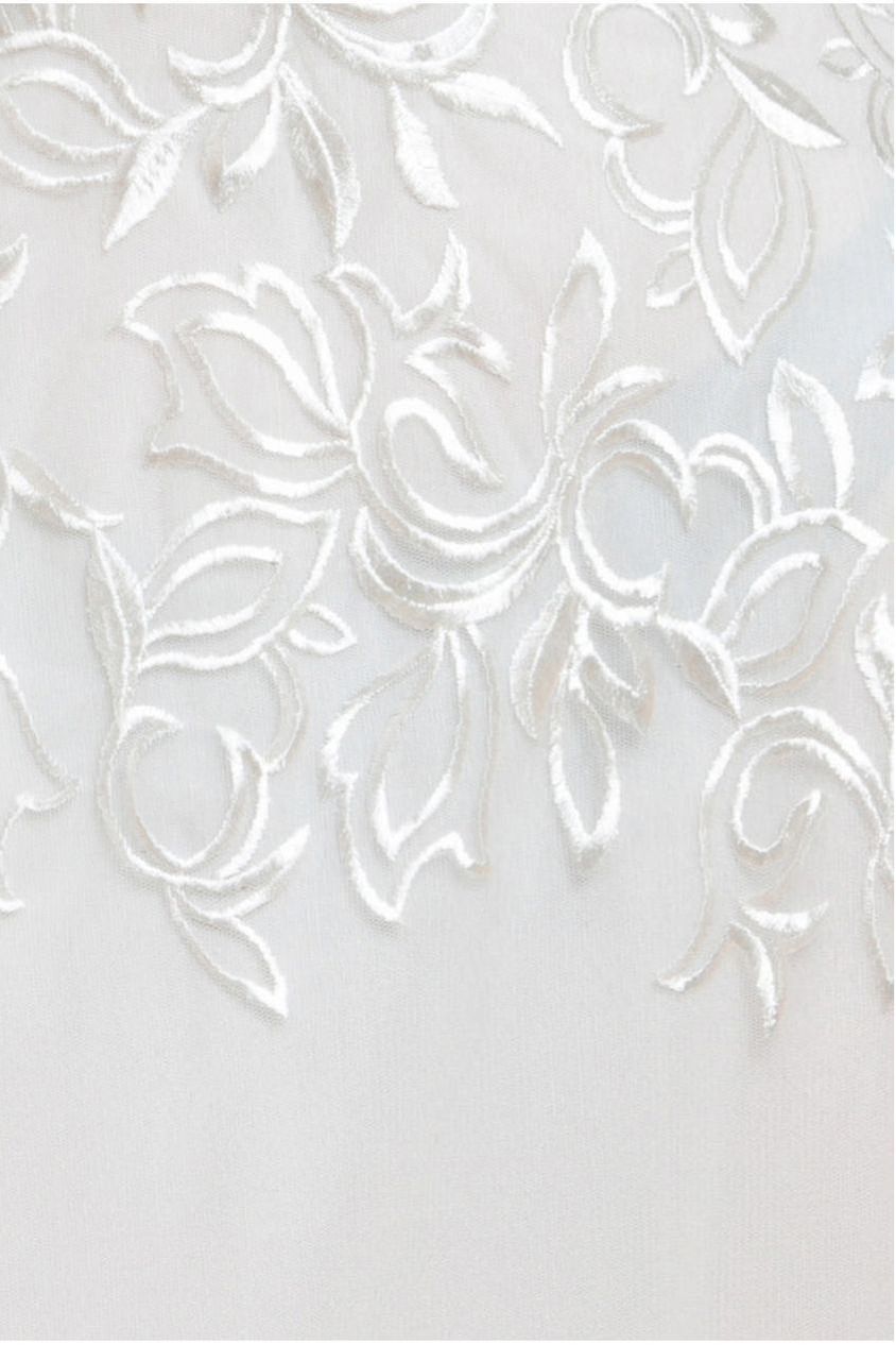 Lace Flutter Sleeve Embroidered Mesh A Line Maxi Dress - White DR3942