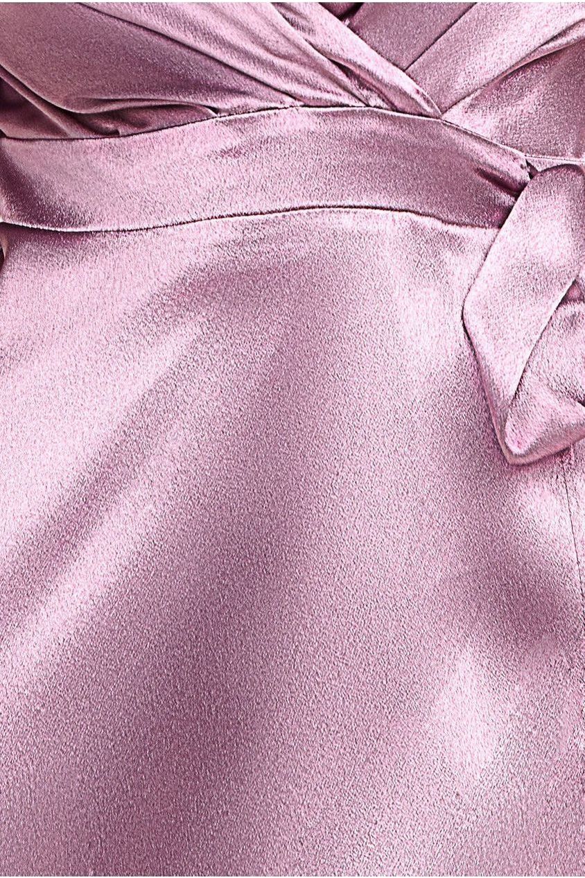 Flutter Sleeve Wrapover Satin Maxi Dress - Rose Pink DR3955