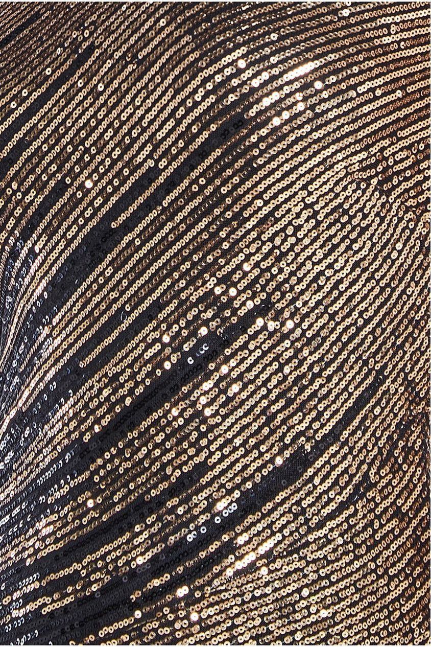 One Sleeve Diagonal Sequin Maxi - Gold DR4008