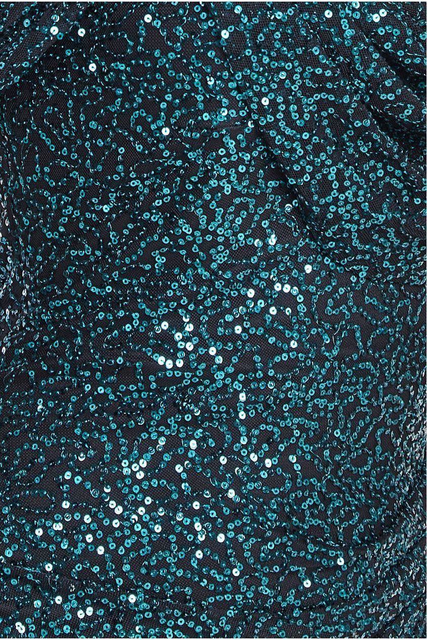 Sequin Cowl One Shoulder Maxi Dress - Emerald Green DR4020