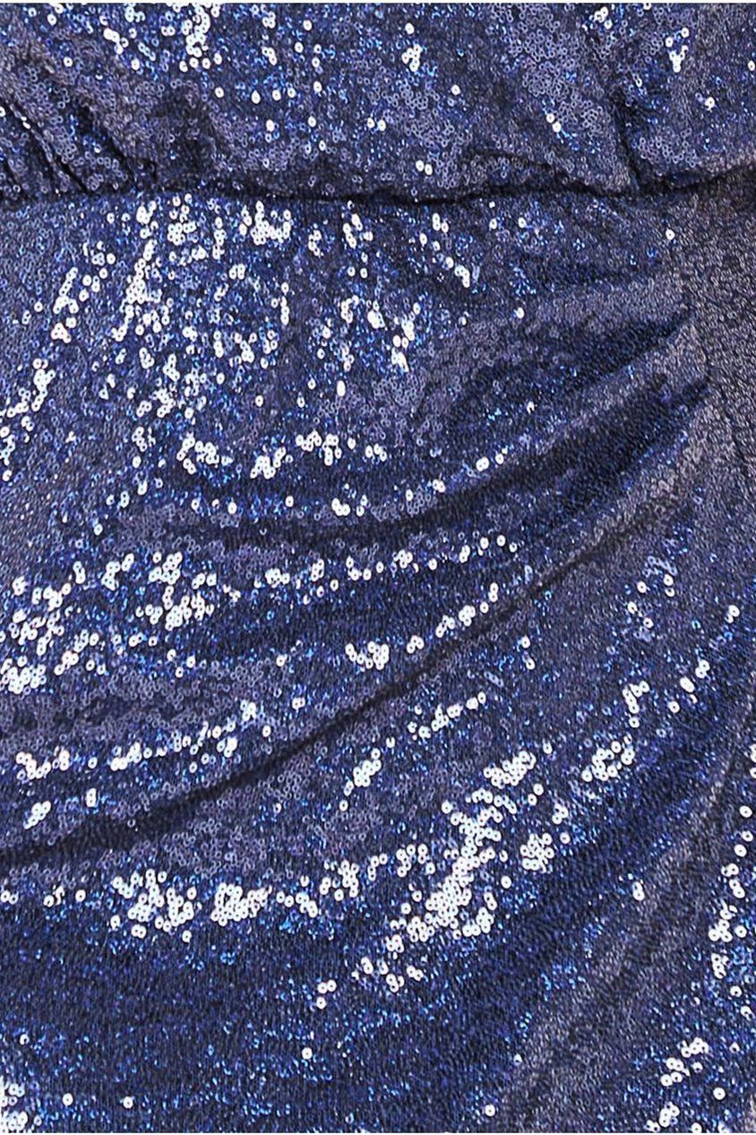 Sequin Front Split Shirt Dress - Navy DR4034