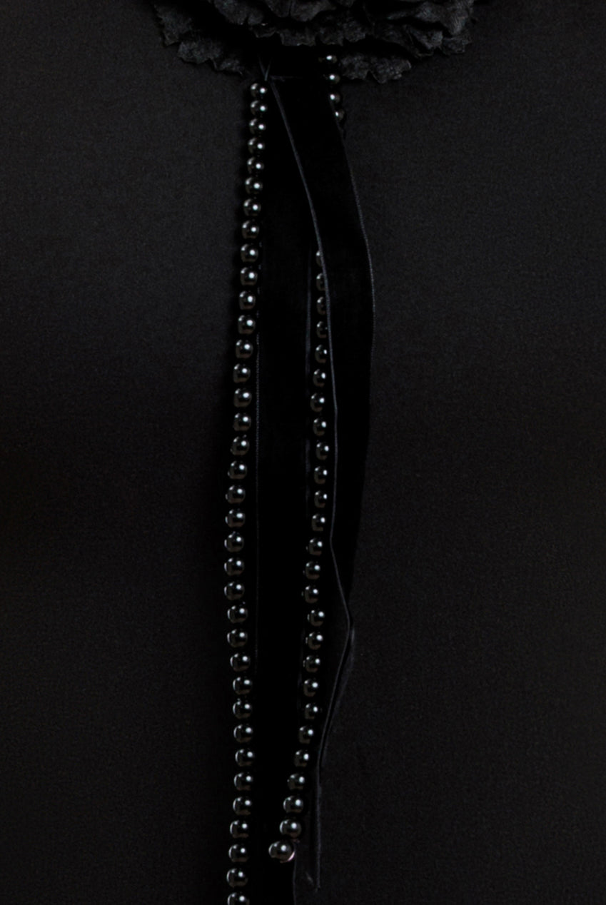 Racer Neck Corsage Scuba Maxi - Black DR4053