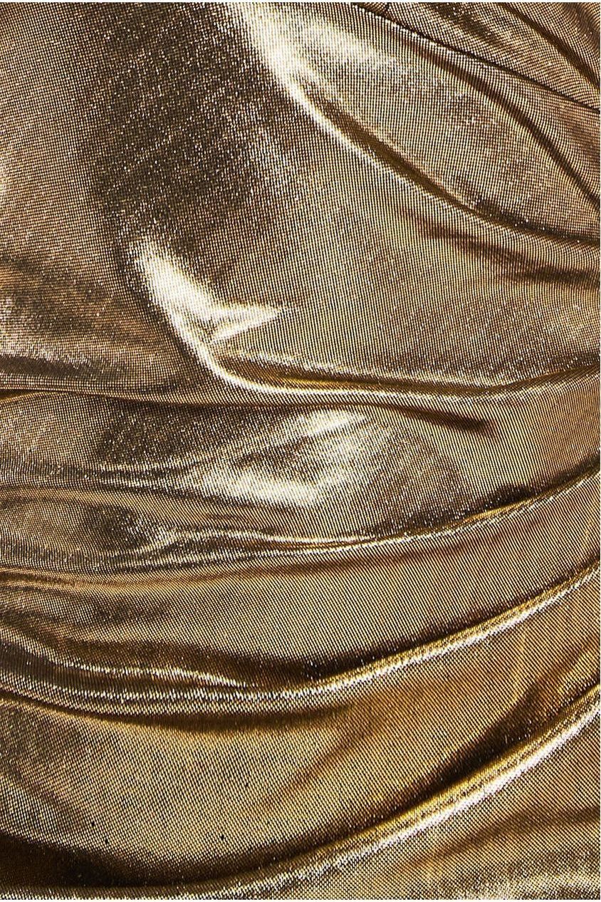 Fan Pleated Bardot Scuba Crepe Maxi - Gold DR4070