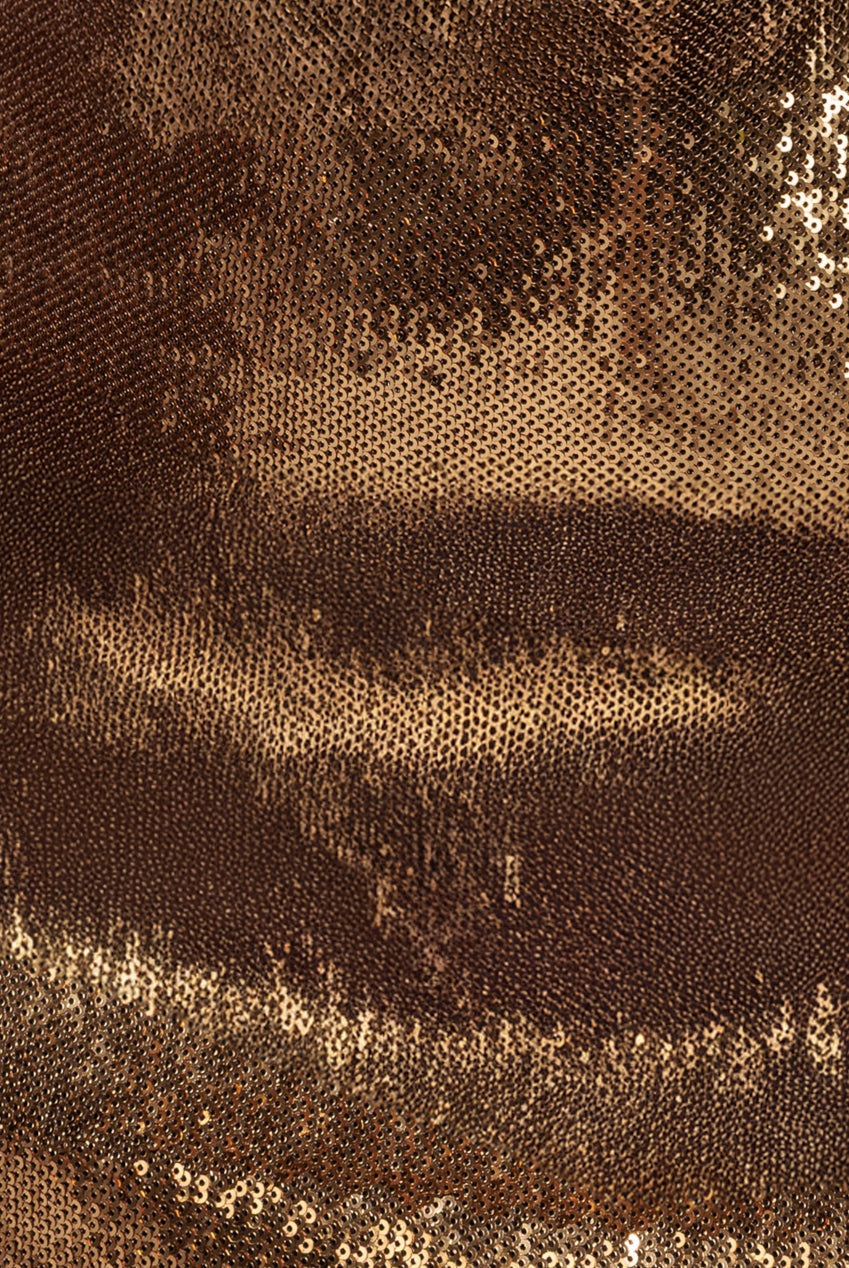 Liquid Sequin Midi With Corsage - Gold DR4072