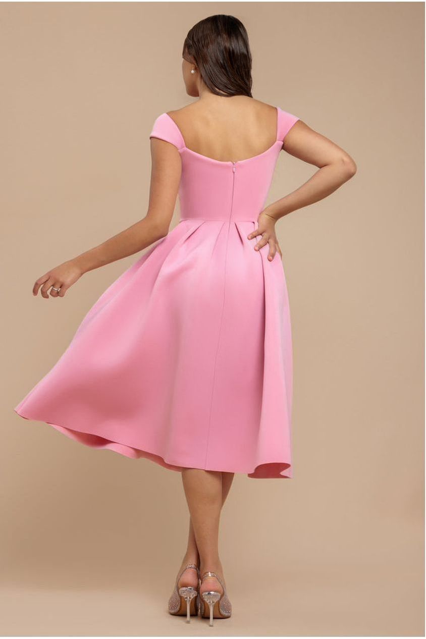 Scuba Foam Skater Midi Dress - Blush Pink DR4133