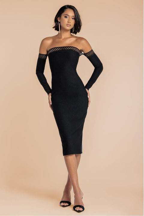 Boobtube Ribbed Midi Dress With Split - Black by Goddiva