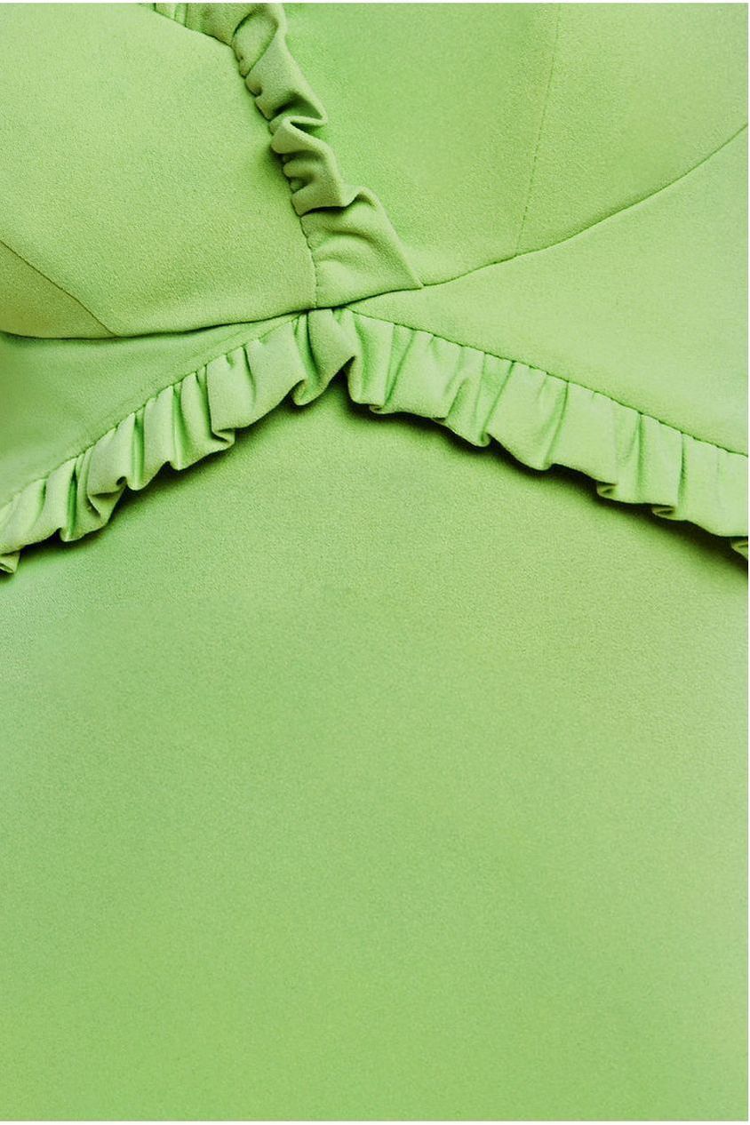 Cap Sleeve Frill Edge Midi Dress - Lime Green DR4223