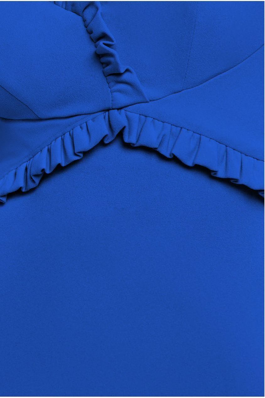 Cap Sleeve Frill Edge Midi Dress - Royal Blue DR4223