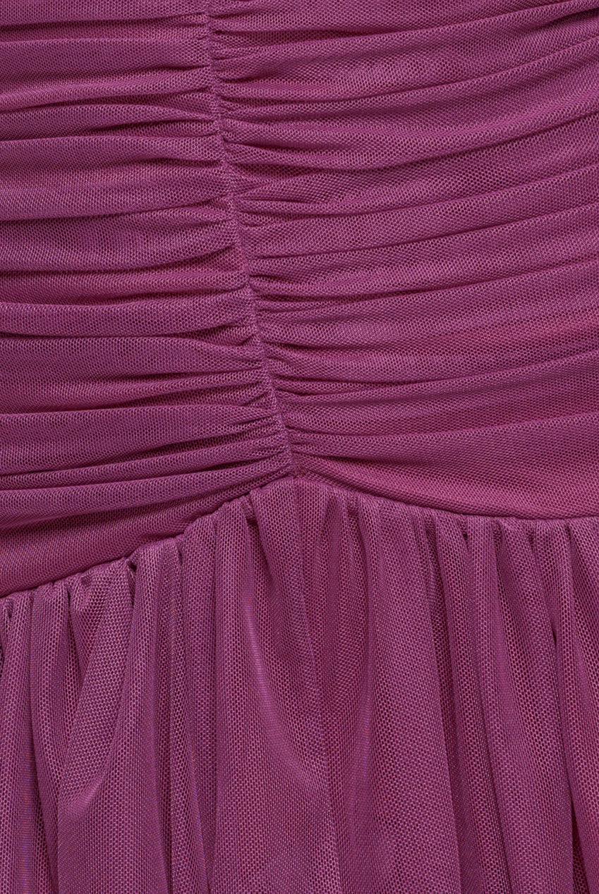 Gathered High & Low Tiered Midaxi Dress - Berry DR4262QZ