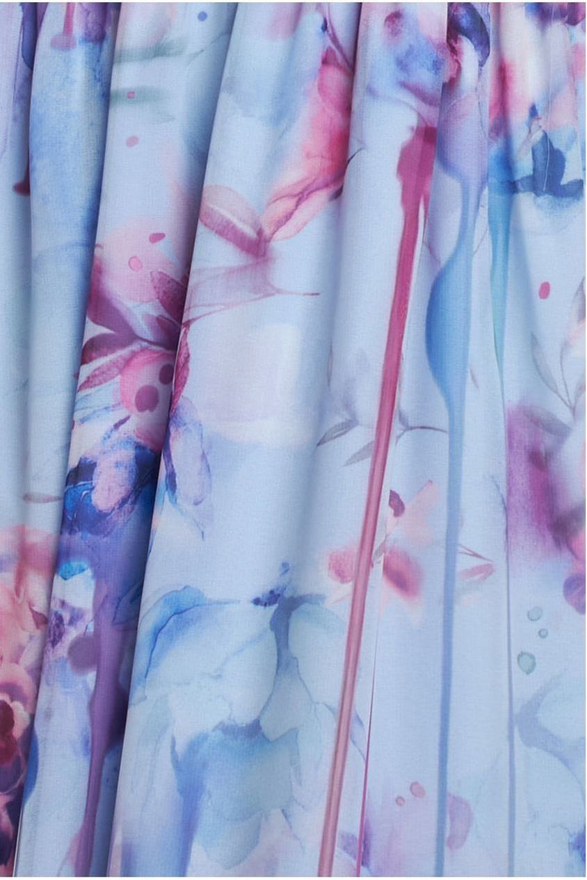 Floral Printed Chiffon Halter Maxi Dress - Blue DR4299