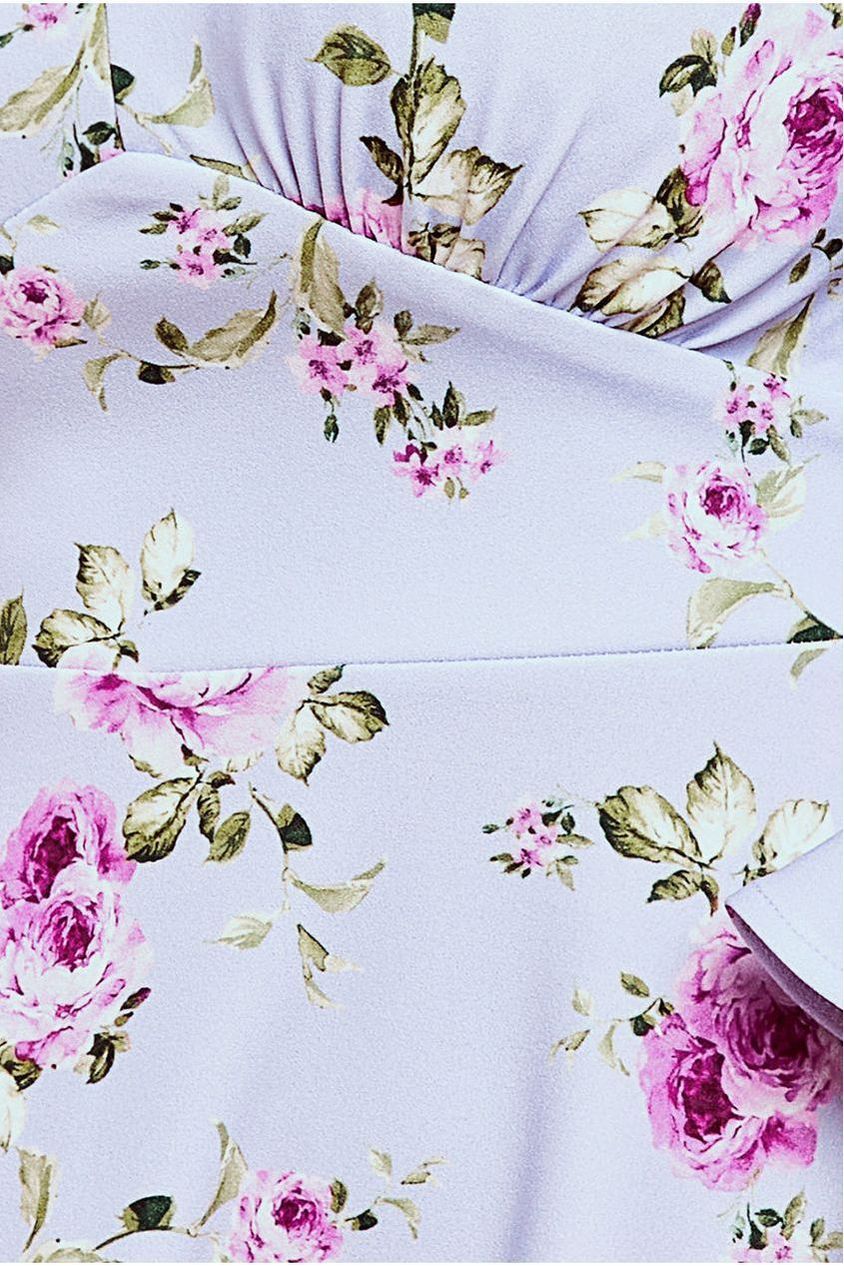 Floral Printed Flared Sleeve Midi - Lilac DR4345