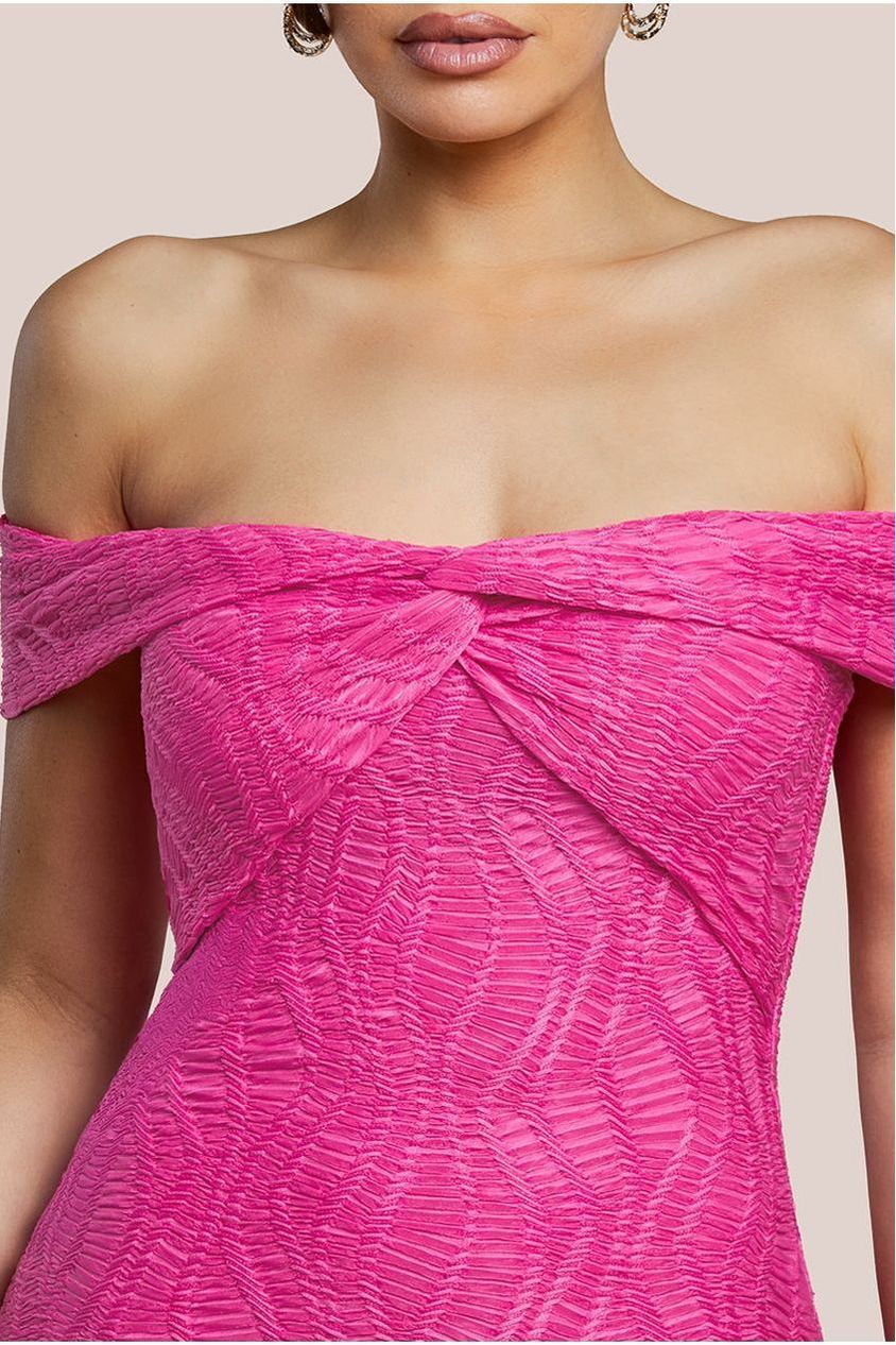 Front Knot Twist Midi Dress - Magenta DR4409