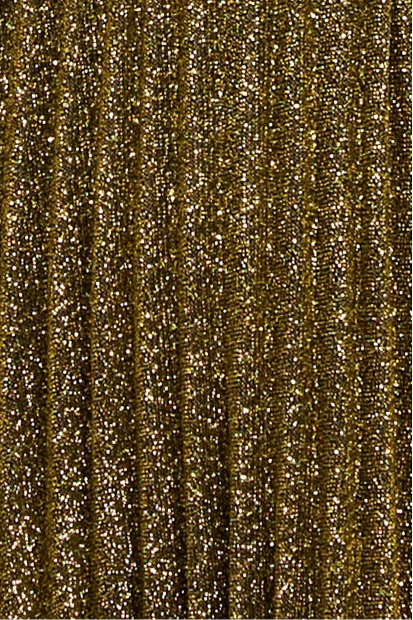 Sleeveless Pleated A Line Lurex Maxi Dress - Gold DR4494