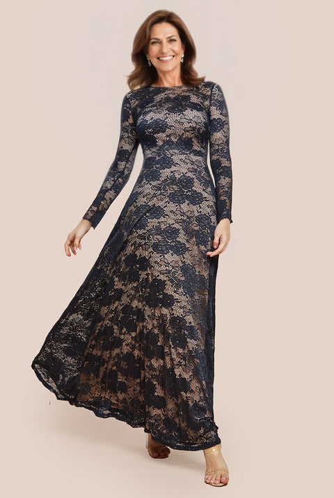 Scalloped Lace A-Line Maxi Dress - Black by Goddiva