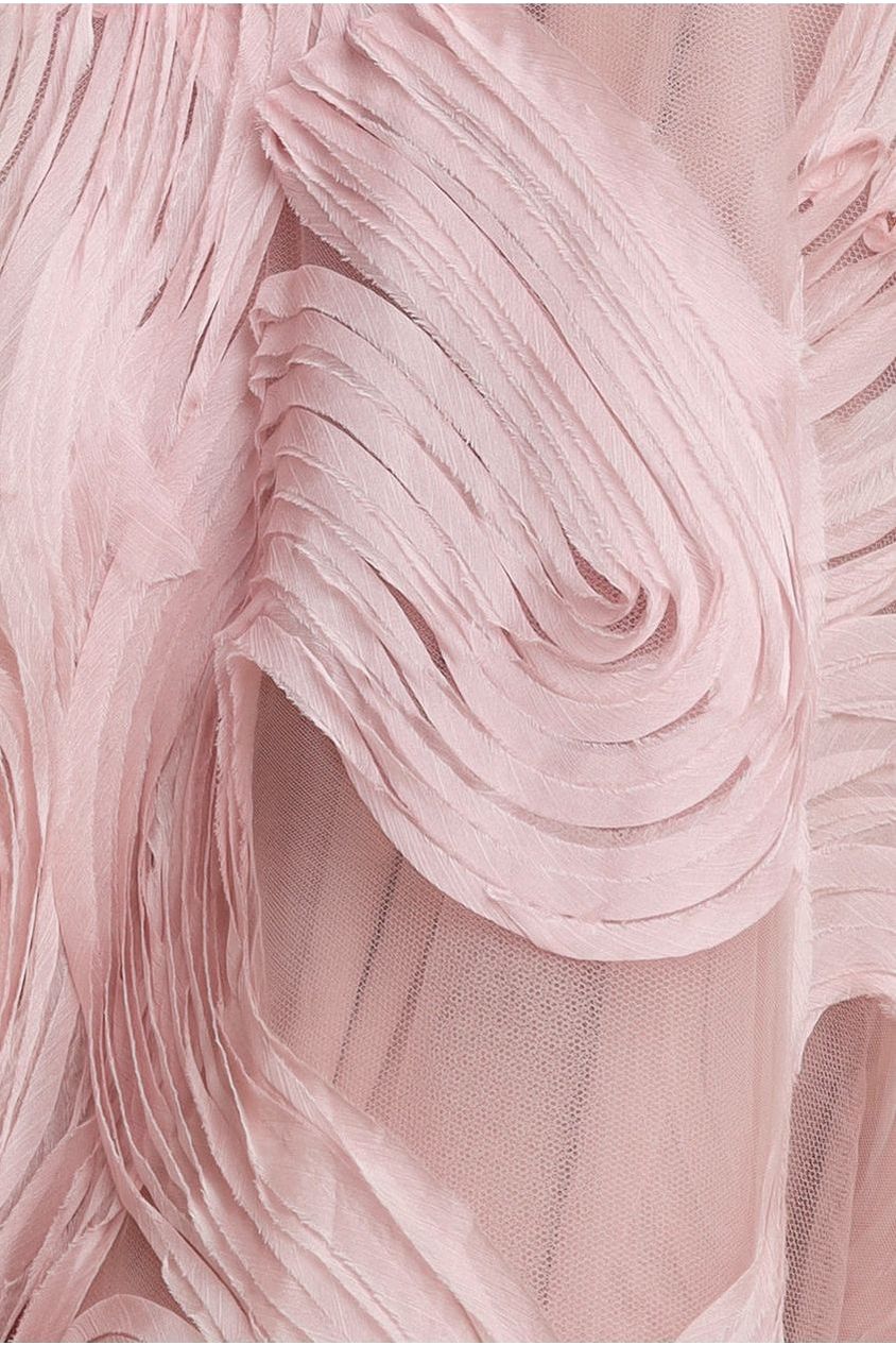 Scuba & Textured Chiffon A Line Midi Dress - Blush Pink DR4549