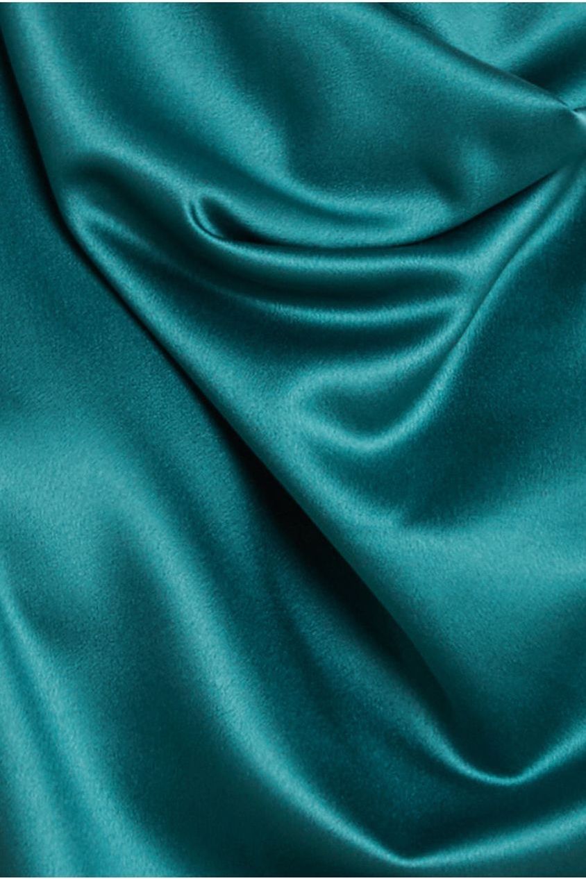 Cowl Neck Back Wing Satin High Low Midi Dress - Emerald Green DR4608