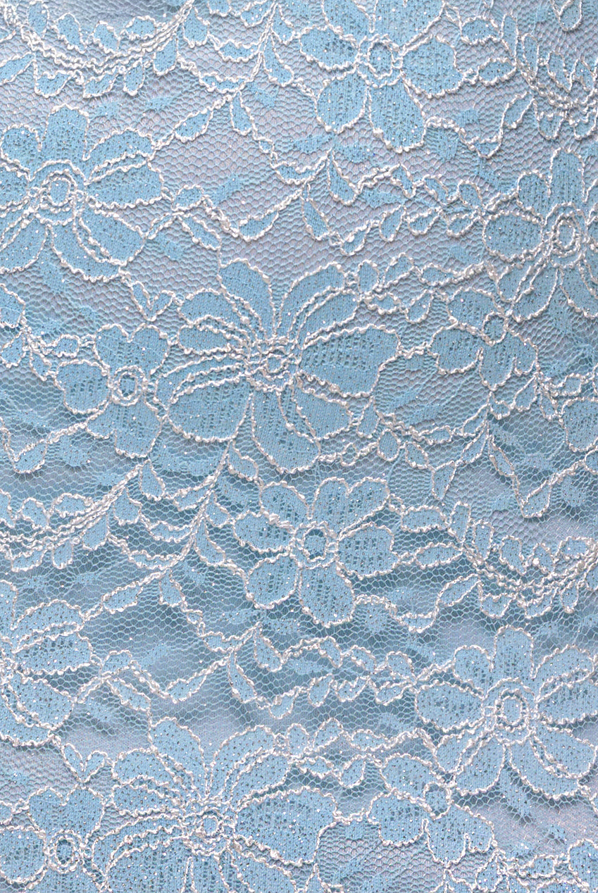 Cape Sleeve Lace Mermaid Hem Maxi Dress - Sky Blue DR4621