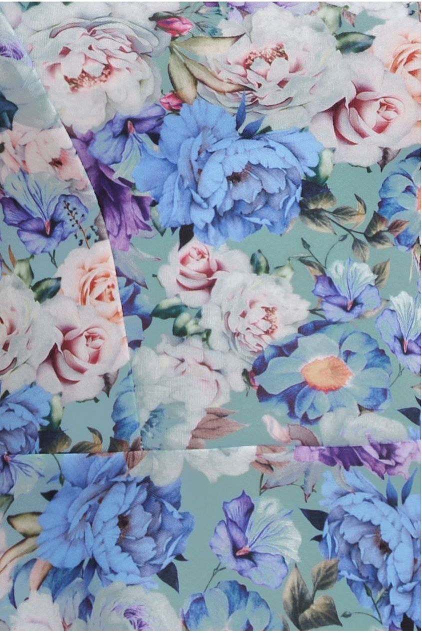 Floral Print A-Line Sweetheart Midi Dress - Sage Green DR4635