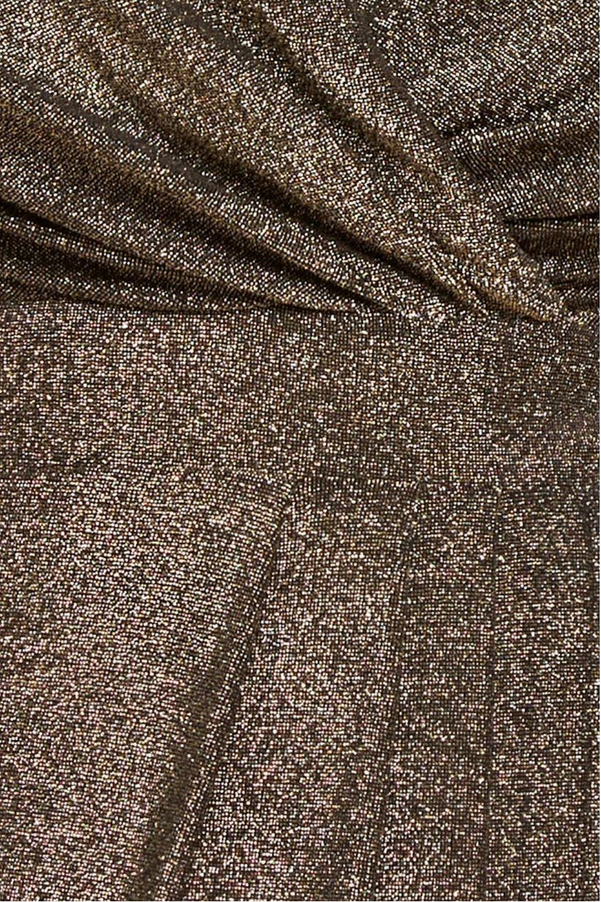 Front Wrap Lurex Bodycon Maxi Dress - Gold DR4657