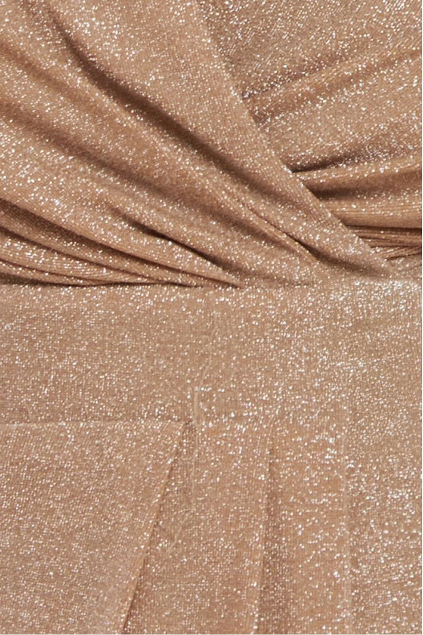 Front Wrap Lurex Bodycon Maxi Dress - Nude DR4657