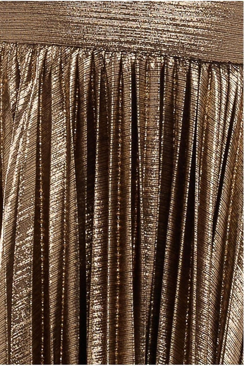 Sunrise Foil Halterneck A-Line Maxi Dress - Bronze DR4697