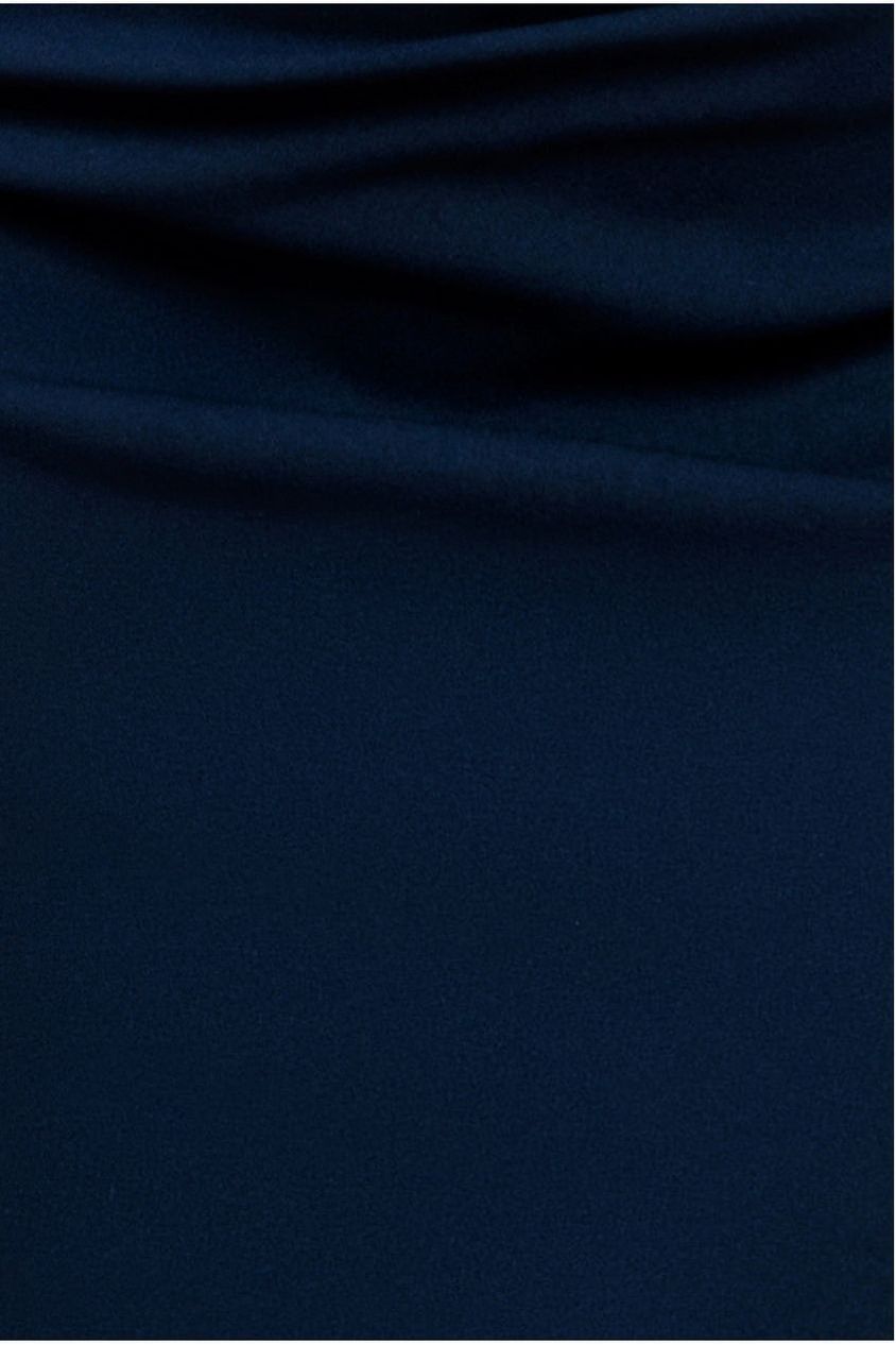 Off Shoulder Back Satin Bow Scuba Maxi Dress - Navy Blue DR4708