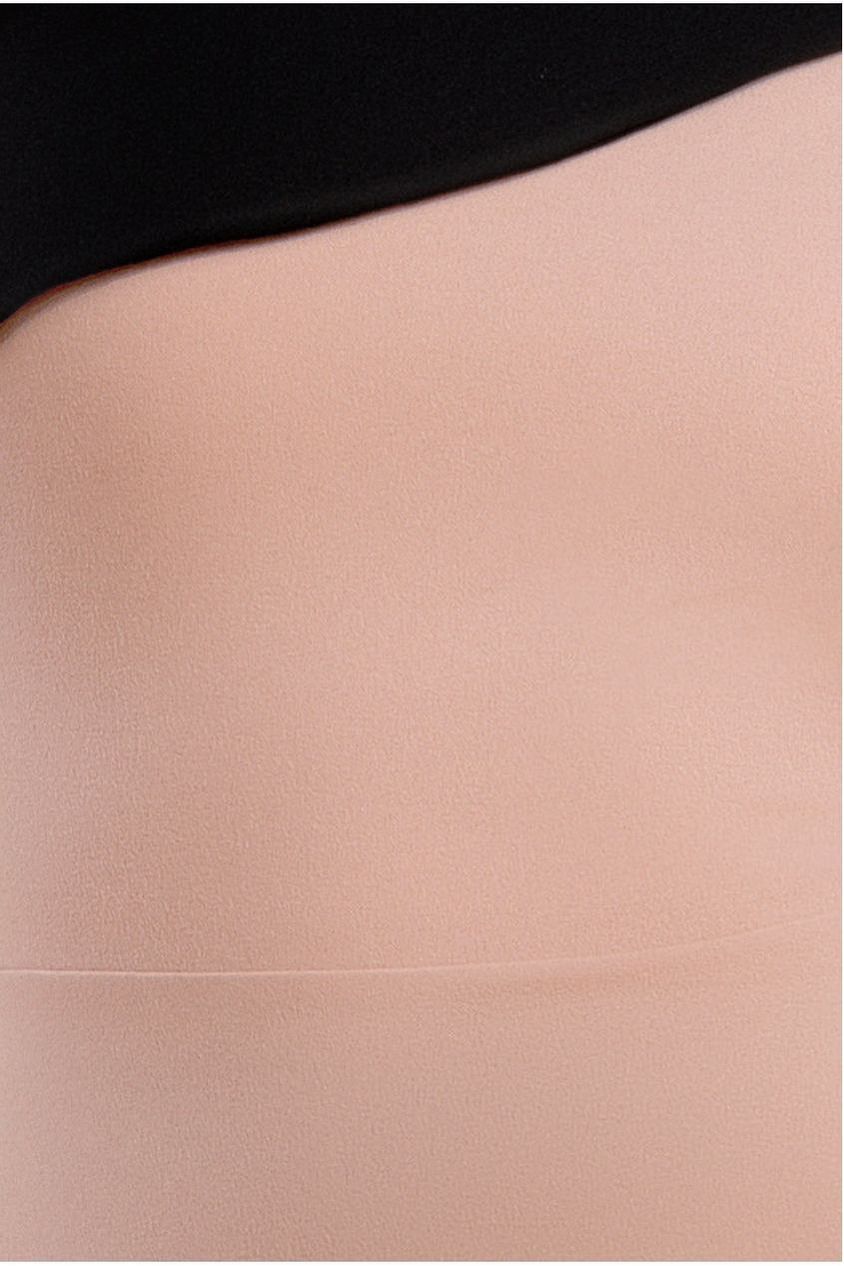 One Shoulder Contrast Bow Maxi Dress - Nude Black DR4717