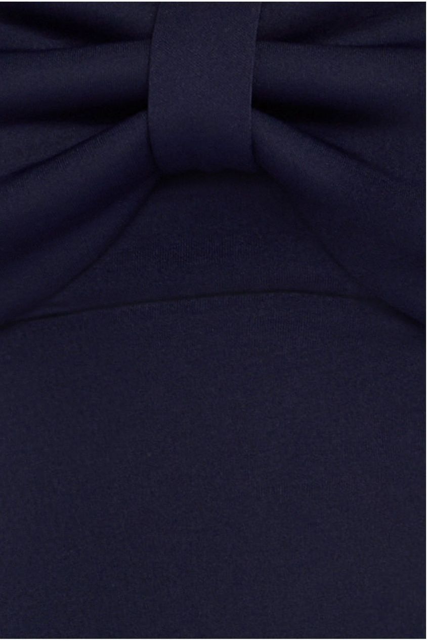 Bow Off The Shoulder A Line Midi Dress - Navy Blue DR4730
