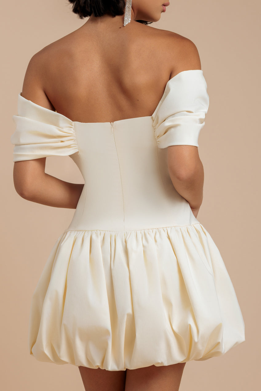 Bardot Babydoll Corset Mini Dress - Cream DR4740