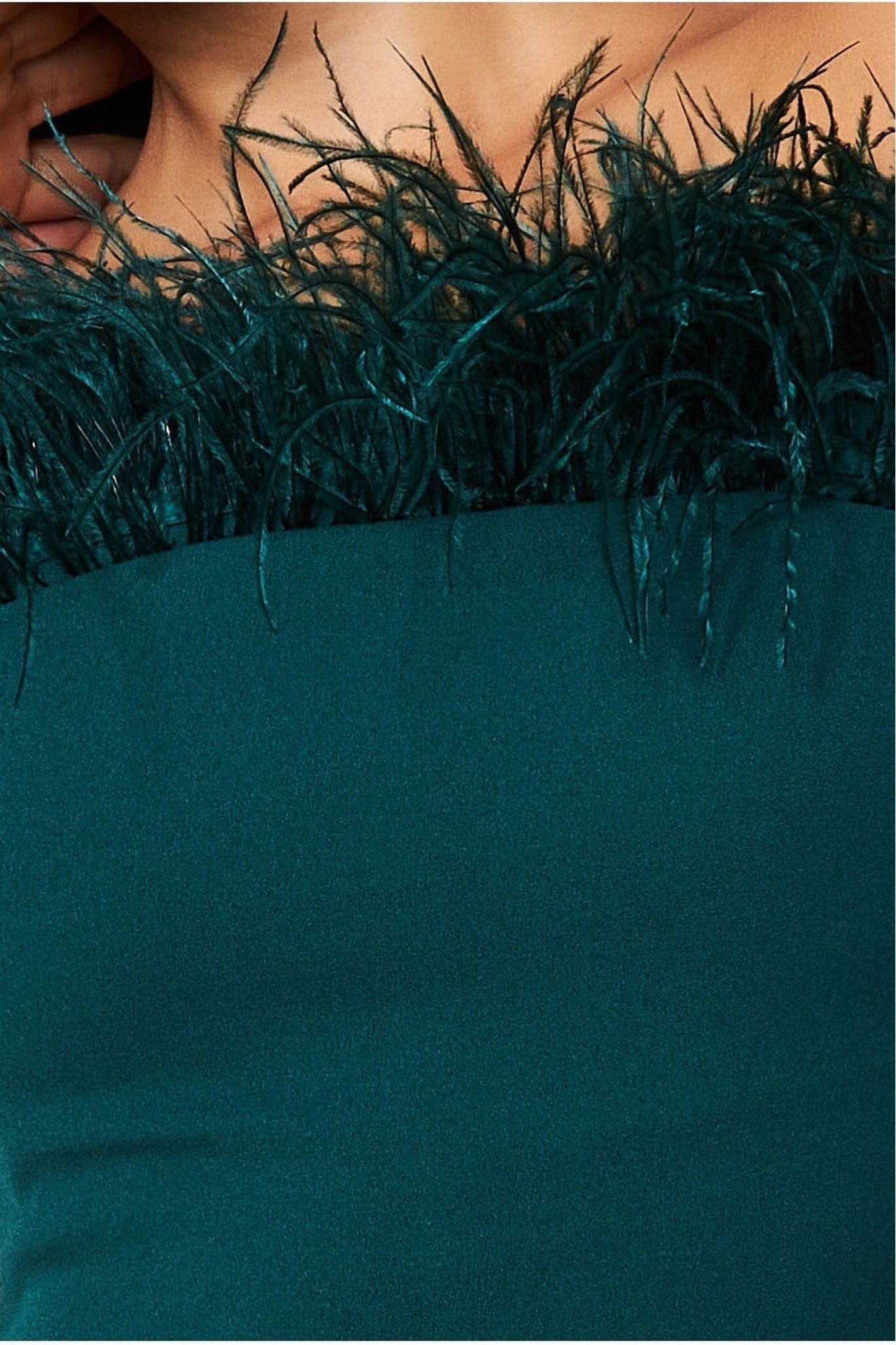 Feather Boobtube Maxi Dress - Emerald Green DR3695