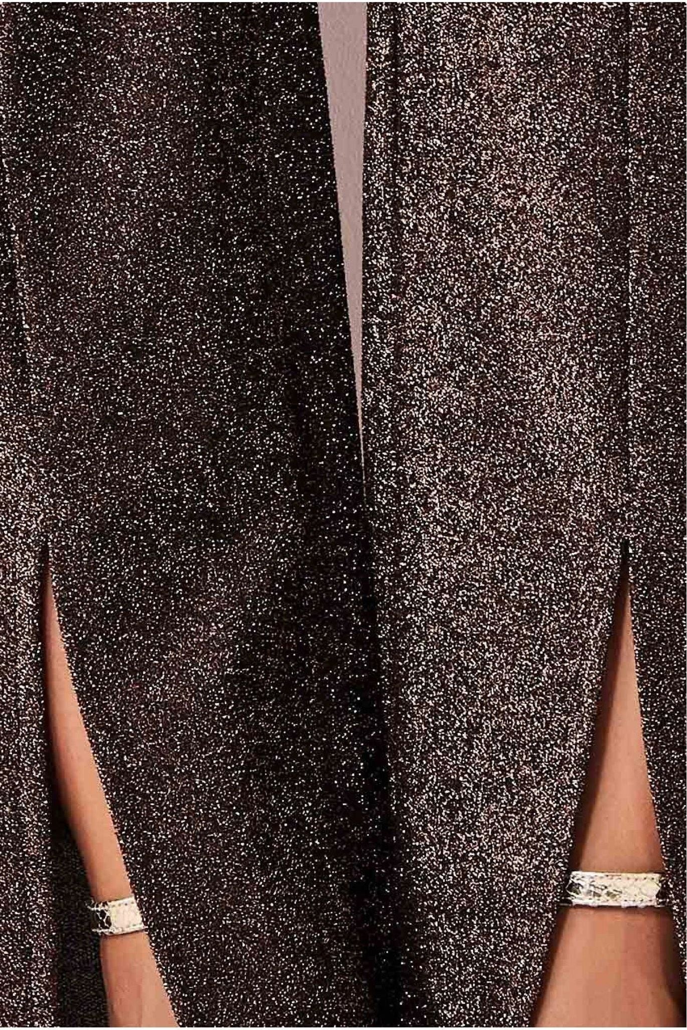 Wide Leg Lurex Trouser - Bronze TR358