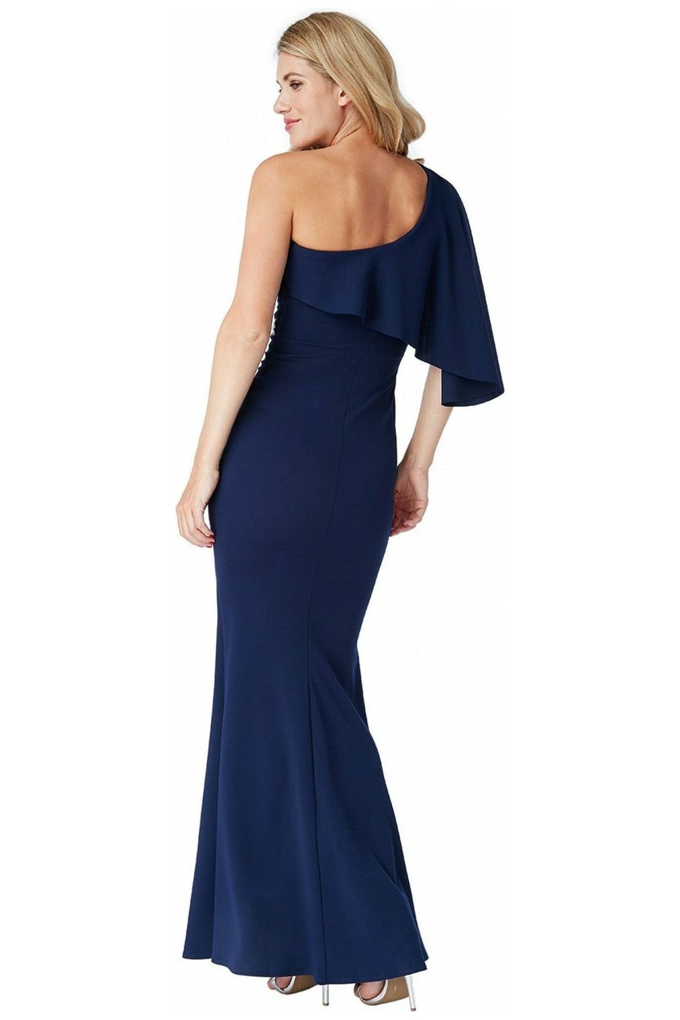 Off The Shoulder Flair Maxi Dress - Navy DR1793