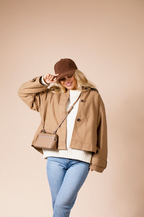 Faux Leather Crossbody Satchel In Beige By SVNX by SVNX