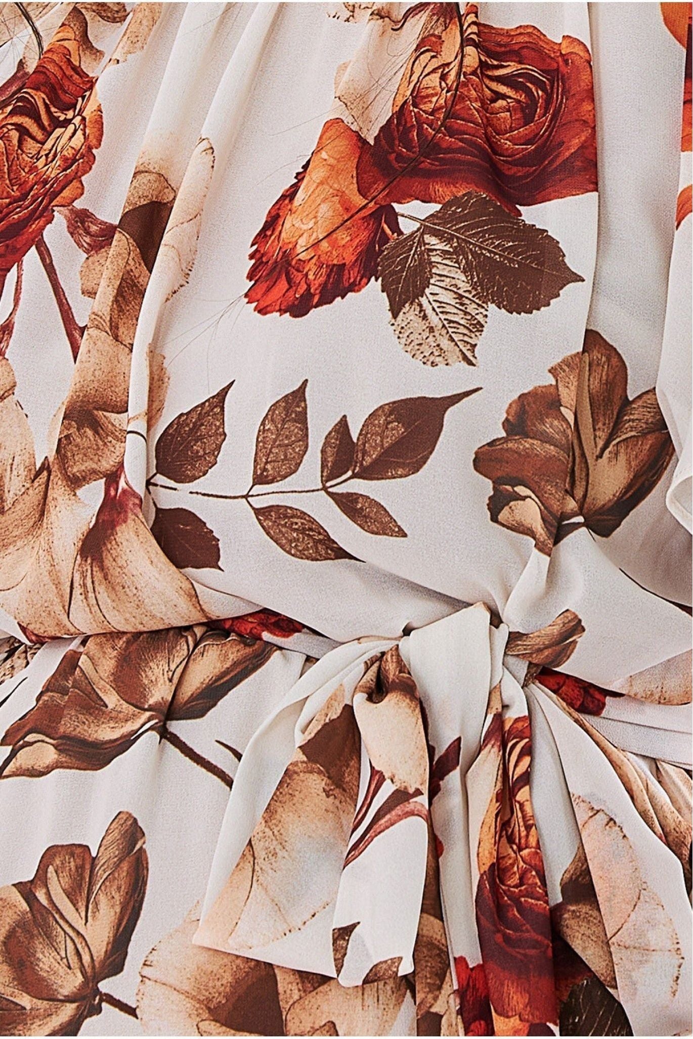 Maternity Wrap Back Flutter Sleeve Midi Beige DR3480MAT