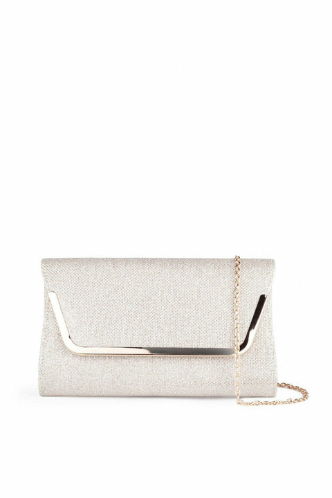 Paradox London Denise Champagne Glitter Mesh Clutch Bag