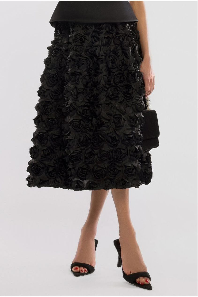 3D Floral Mesh Midaxi Skirt SK50