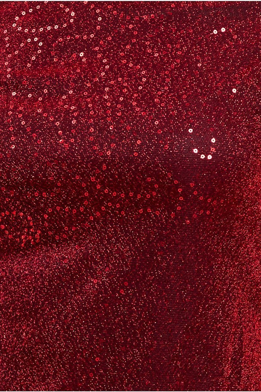 Sequin Lurex Bardot Pleated Sleeve Top - Wine T205