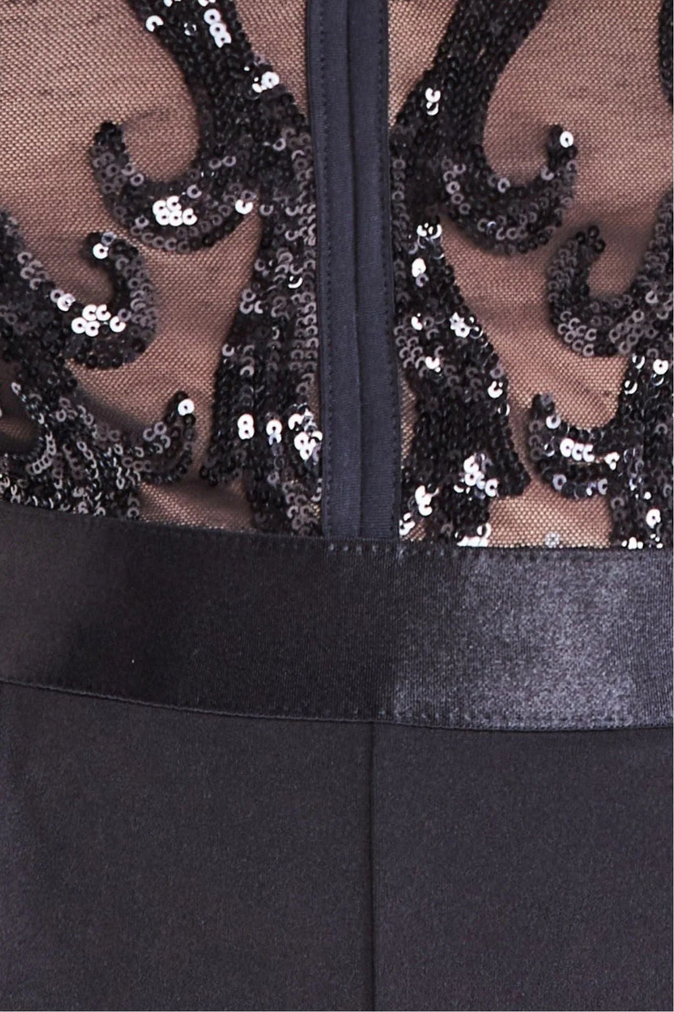 Sequin Mesh Jumpsuit - Black TR294P