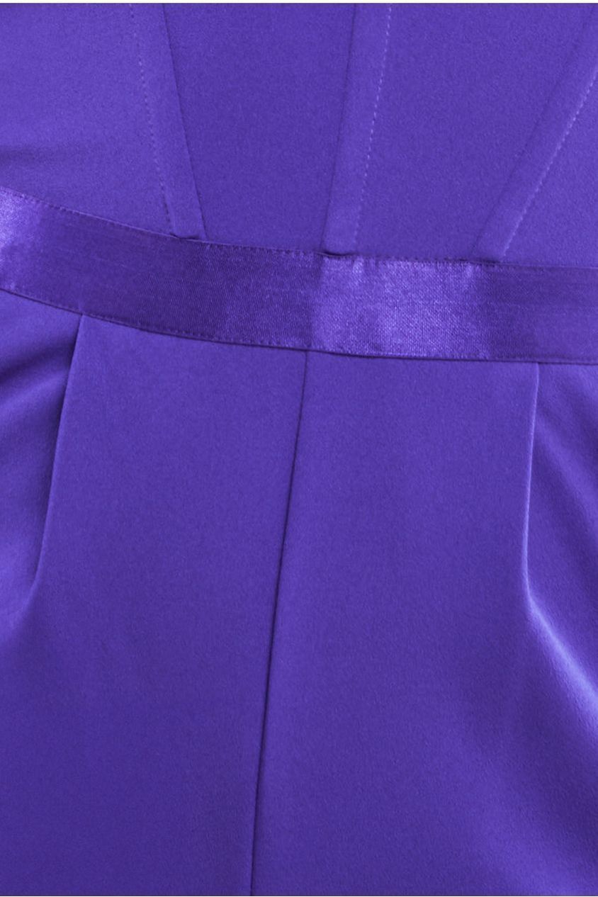 Corset Bodice Scuba & Satin Bardot Jumpsuit - Purple TR351
