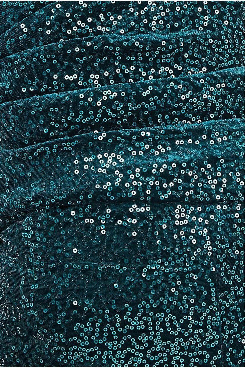 Sequin Velvet Bardot Jumpsuit - Emerald Green TR371